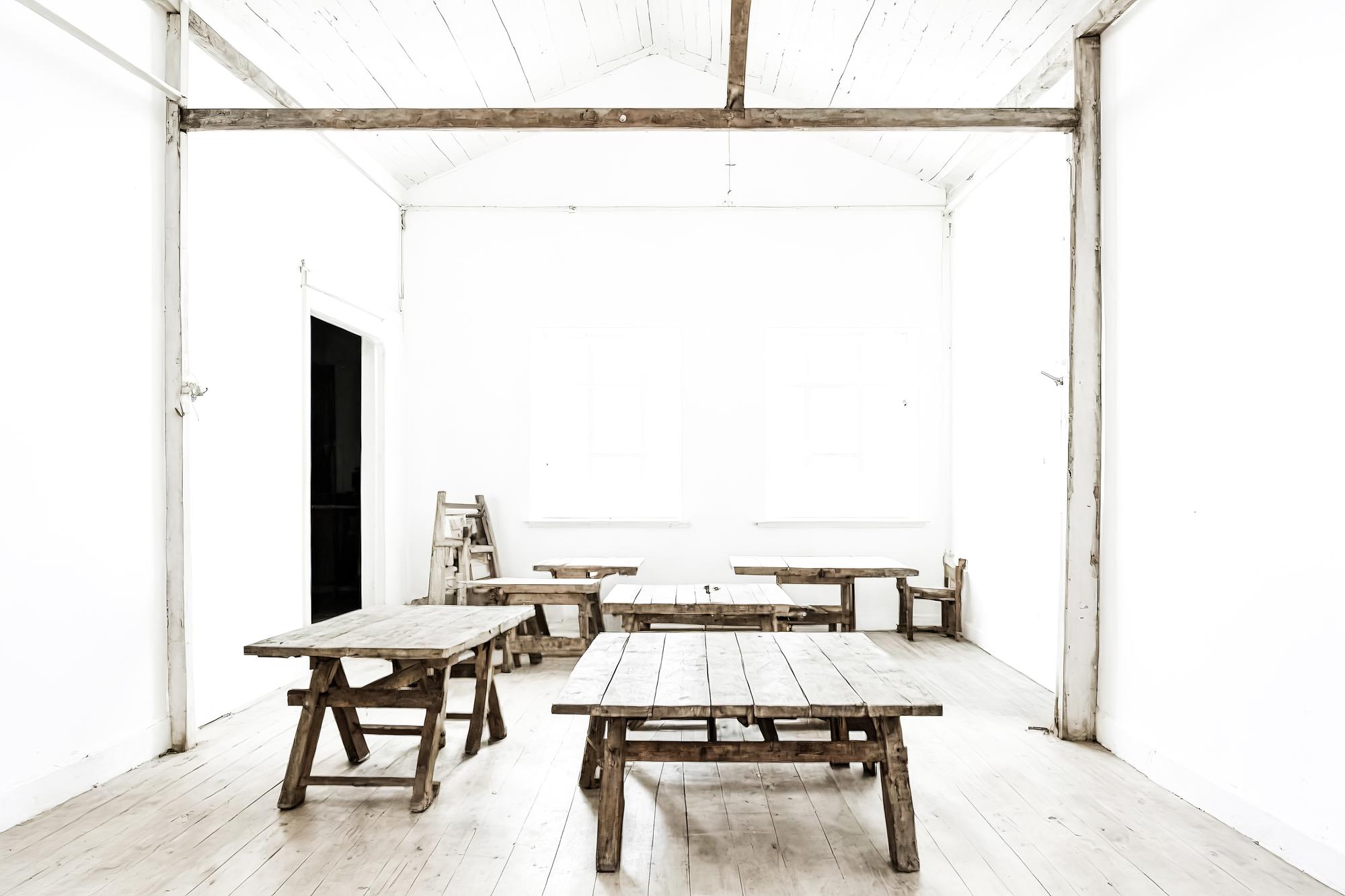 Workshop venue interior with stations
